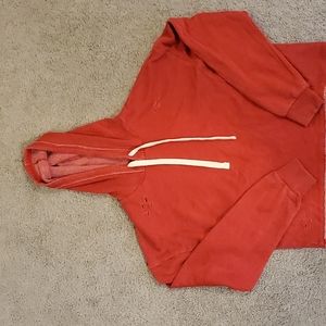 Women's red ripped hoodie